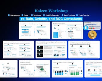 Kaizen Workshop Playbook With Productivity Planner | Continuous Improvement Templates & Printable Kaizen Tools