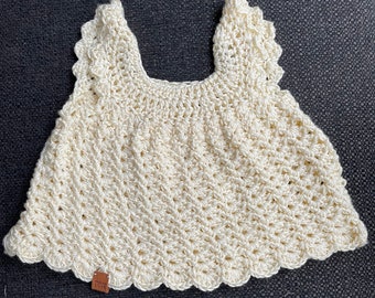 Offwhite crochet dress, 9-18 months