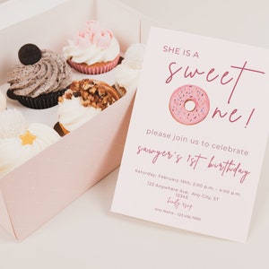 Sweet One Birthday Invitation | Donut Birthday Invitation | Sweet One Birthday | Editable Template | Instant Download