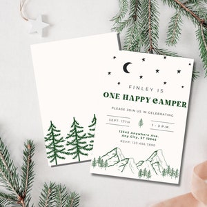 One Happy Camper Birthday Invitation | Digital Download | Camping Birthday Invitation | National Park Birthday Invitation | Instant Download