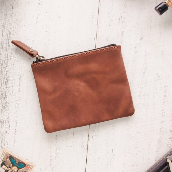 Leather coin pouch with zipper,Small leather pouch,Leather coin purse,Leather zip pouch,Leather zipper pouch,Leather coin holder