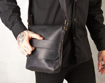 Handmade shoulder bag,Leather shoulder bag men,Leather satchel men,Leather tablet bag,Small shoulder bag men,Small crossbody bag men