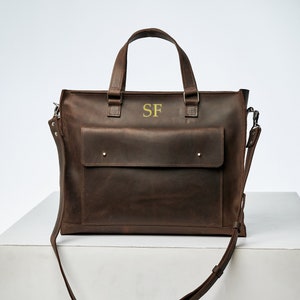 Maletín de piel para portátil para mujer, Bolso para portátil personalizado, Bolso de oficina para mujer, Bolso de negocios de piel, Bolso de trabajo de piel para mujer, Bolso de mano para mujer