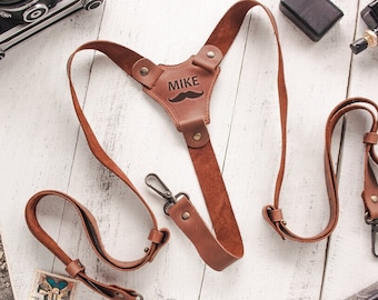 Leather suspenders for men,Brown suspenders groomsmen,Personalized leather suspenders,Leather work suspenders,Groomsmen suspenders