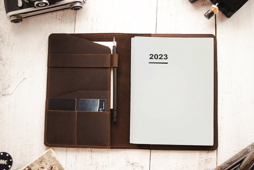 Personalized Leather Planner Cover, Refillable Leather Planner