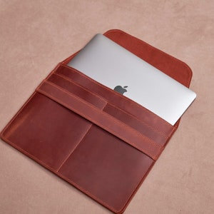 MacBook Pro-hoesje met monogram, hoes op maat, MacBook Pro-hoesje, leren MacBook Pro 13-hoesje, leren MacBook Air m2-hoes