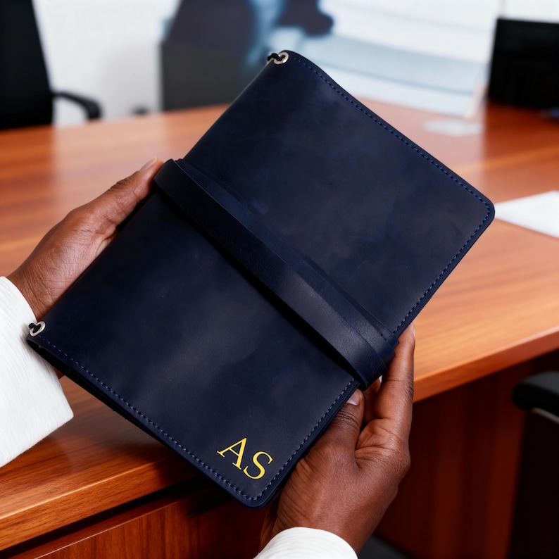 Leather Notebook Cover With Zipper Pocket, Customized Notebook Cover ...