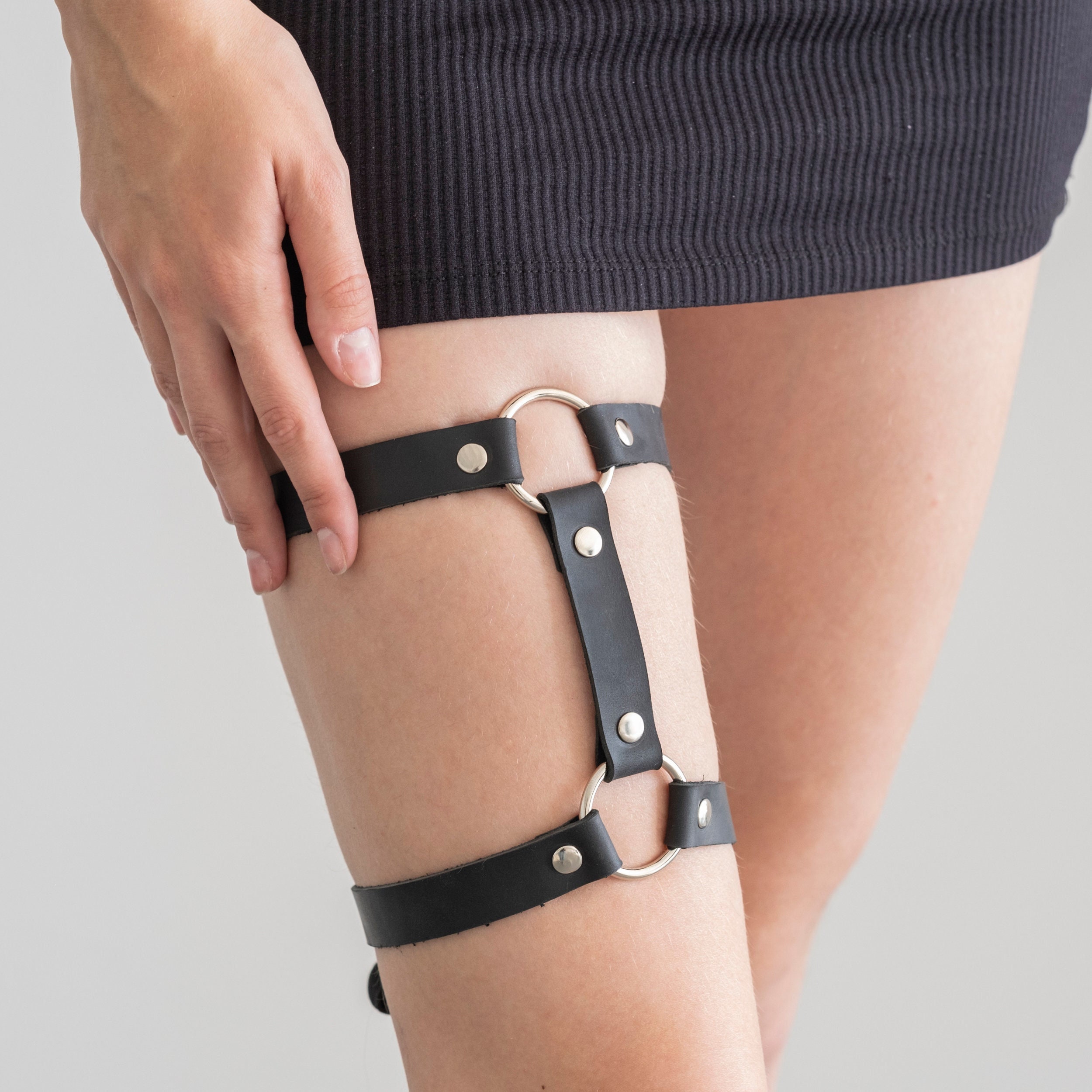 Leather Ring Garter, Custom Leather Garter, Leather Leg Harness, Leather Leg  Straps, Leather Thigh Harness, Leg Harness for Women