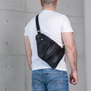 Leather crossbody bag for men, Leather chest bag, Leather sling bag for men, Leather shoulder bag crossbody, Mens sling bag leather