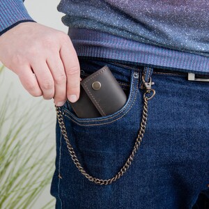 Cartera de motociclista para hombre, Cartera de cuero con cadena, Cartera de motociclista con cadena, Cartera personalizada con cadena, Cartera de cuero con cadena para hombre imagen 10