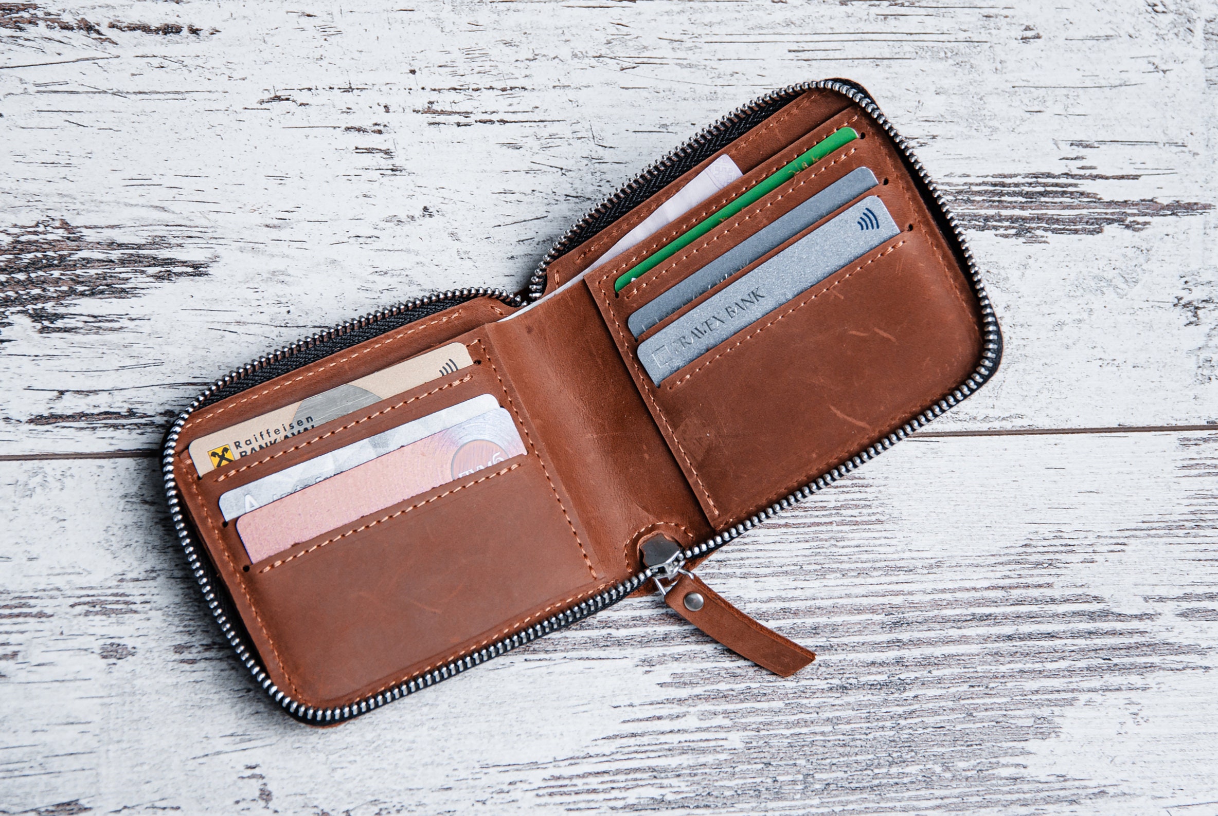 Small Leather Wallet With Coin Pocket,leather Wallet Zipper