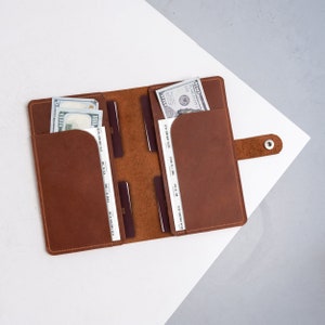 Porta pasaporte de cuero personalizado, Cartera para pasaporte personalizada, Cartera de cuero larga, Cartera porta pasaporte de viaje, Estuche de cuero para pasaporte