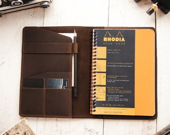 Leather rhodia cover,Notebook leather cover a5,Leather journal cover,Sketchbook cover,Journal cover a5,Leather journal refillable
