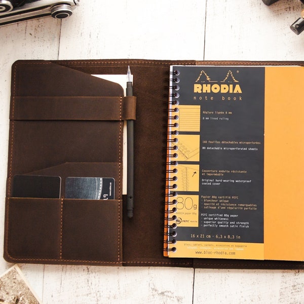 Leather rhodia cover,Notebook leather cover a5,Leather journal cover,Sketchbook cover,Journal cover a5,Leather journal refillable