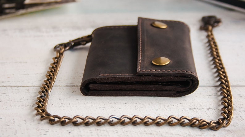 Cartera de motociclista para hombre, Cartera de cuero con cadena, Cartera de motociclista con cadena, Cartera personalizada con cadena, Cartera de cuero con cadena para hombre imagen 8