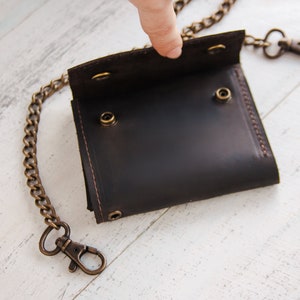 Cartera de motociclista para hombre, Cartera de cuero con cadena, Cartera de motociclista con cadena, Cartera personalizada con cadena, Cartera de cuero con cadena para hombre imagen 7