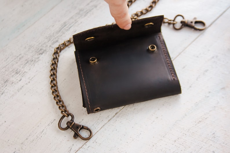 Cartera de motociclista para hombre, Cartera de cuero con cadena, Cartera de motociclista con cadena, Cartera personalizada con cadena, Cartera de cuero con cadena para hombre imagen 7