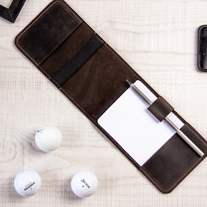Porta tarjetas de golf de cuero, libreta para tarjetas de golf, accesorios de golf para hombres, funda para libro de yardas de golf, regalos de golf personalizados para hombres
