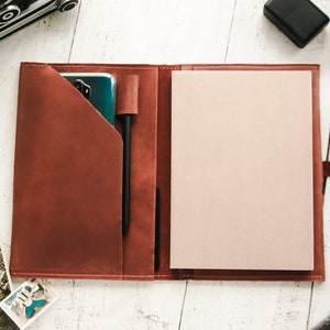 Leather journal refillable with pen holder,Personalized writing journal,Leather notebook cover,Leather notebook refillable