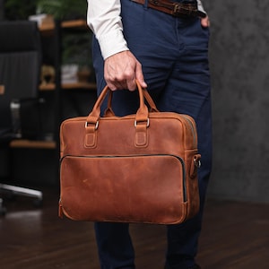Maletín de cuero para portátil para hombre, bolso de negocios de cuero, bolso de oficina de cuero, maletines de cuero personalizados para hombre, bolso de trabajo de cuero para portátil