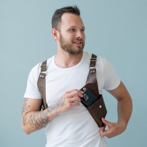 Sac étui en cuir, étuis à bandoulière en cuir, sac harnais pour homme, sac de festival en cuir, sac étui à bandoulière, sac harnais pour homme