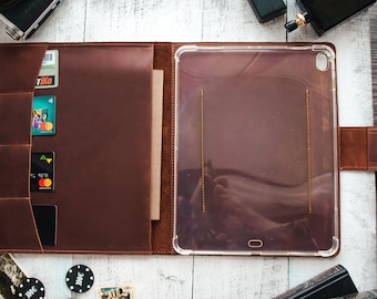 Leather iPad portfolio, Personalized iPad case, Leather iPad Mini 6 case, iPad Air 11 inch case, iPad Pro 10.5 case, Custom iPad Pro case