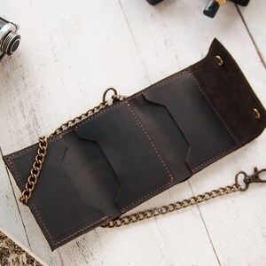 Cartera de motociclista para hombre, Cartera de cuero con cadena, Cartera de motociclista con cadena, Cartera personalizada con cadena, Cartera de cuero con cadena para hombre imagen 2