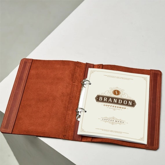 Leather Menu Cover - Natural Mexican Leather With Screw Binding For Restaurants & Bars