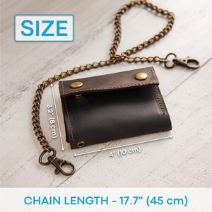 Cartera de motociclista para hombre, Cartera de cuero con cadena, Cartera de motociclista con cadena, Cartera personalizada con cadena, Cartera de cuero con cadena para hombre imagen 4