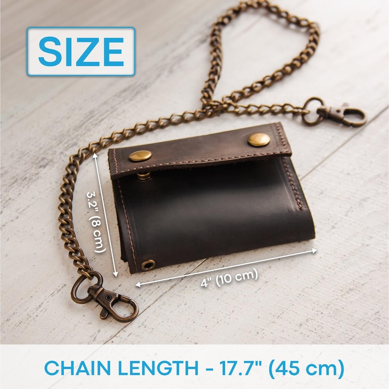 Cartera de motociclista para hombre, Cartera de cuero con cadena, Cartera de motociclista con cadena, Cartera personalizada con cadena, Cartera de cuero con cadena para hombre imagen 4