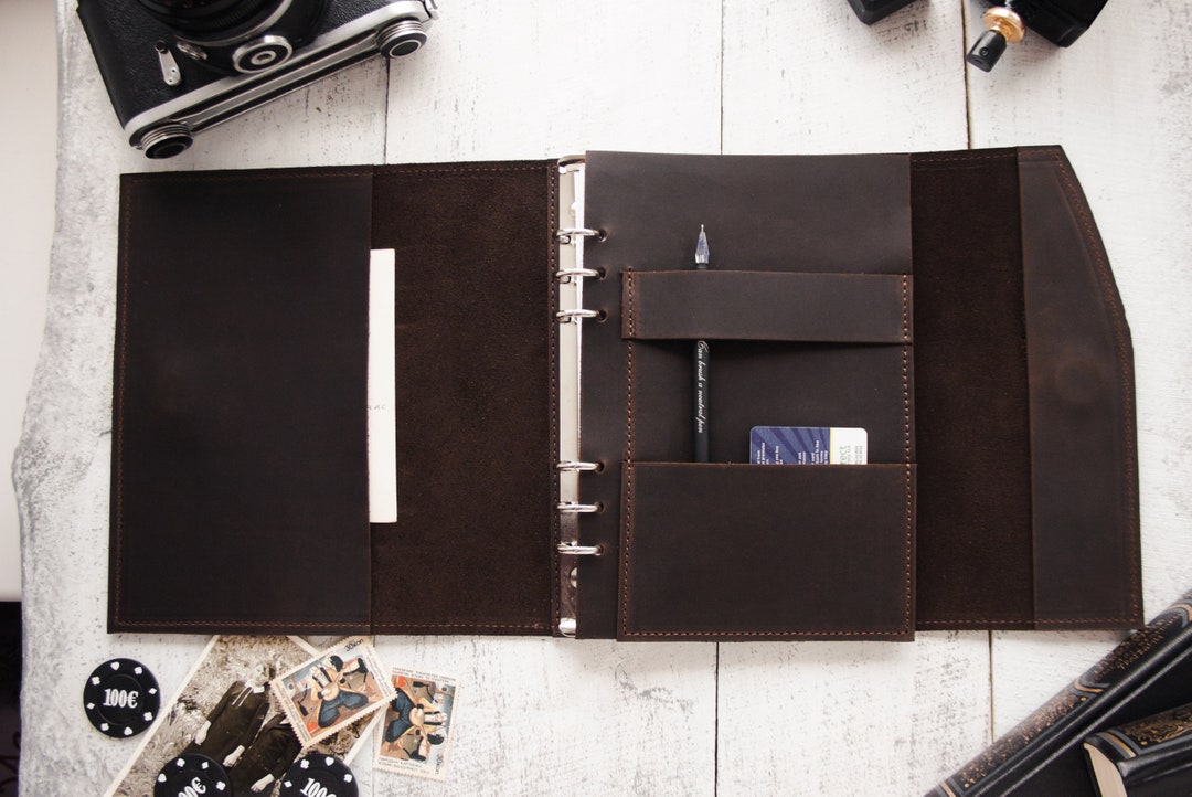 Leather Binder Portfolio,leather Binder Cover,portfolio Binder for Men,a4 Binder 4 Ring,leather