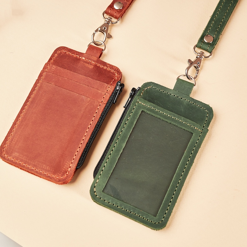 Personalized id holder,Leather id badge holder,Leather id tag,Leather id card holder,Leather id holder lanyard,Leather id wallet image 3