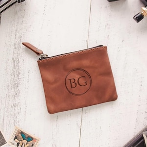 Pochette en cuir avec fermeture éclair, Petite pochette en cuir, porte-monnaie en cuir, Pochette zippée en cuir, Pochette zippée en cuir, Porte-monnaie en cuir