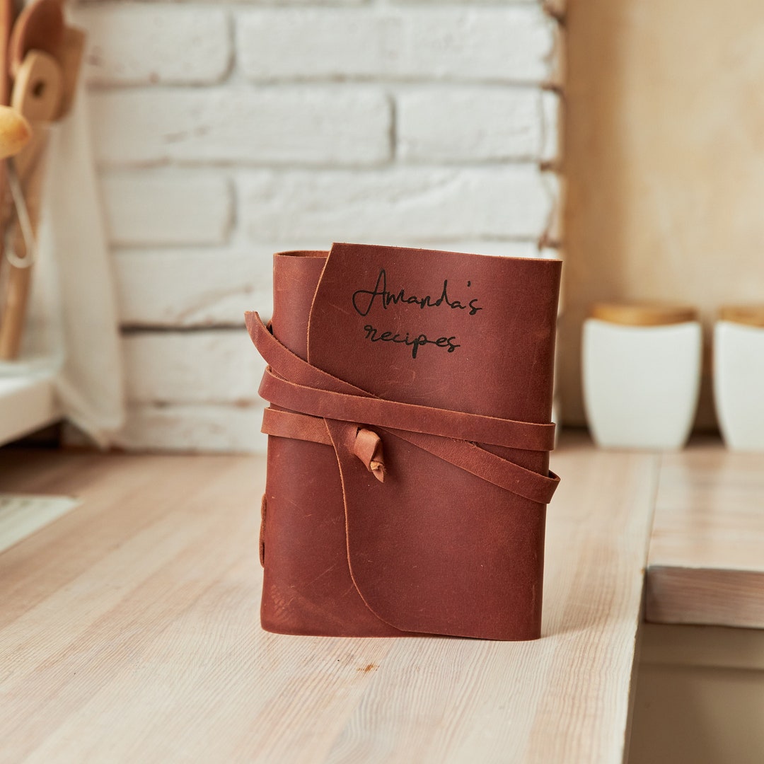 Personalized Leather Recipe Journal, Custom Recipe Book Leather, Engraved Cookbook, Cooking ...