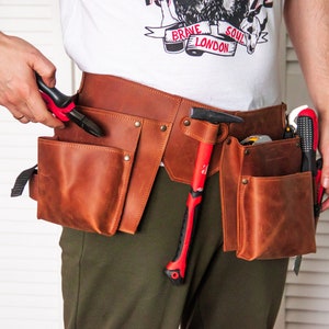 UUP Cinturón de herramientas, organizador de herramientas de 12 bolsillos,  bolsa de herramientas con correa de soporte de cinta, clip para llavero