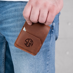 Mini billetera de cuero hecha a mano, Mini billetera con tarjetero, Billetera de bolsillo de cuero, Mini billetera personalizada, Billetera pequeña para hombre, Mini billetera personalizada