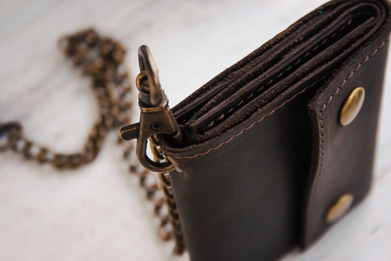 Cartera de motociclista para hombre, Cartera de cuero con cadena, Cartera de motociclista con cadena, Cartera personalizada con cadena, Cartera de cuero con cadena para hombre imagen 9