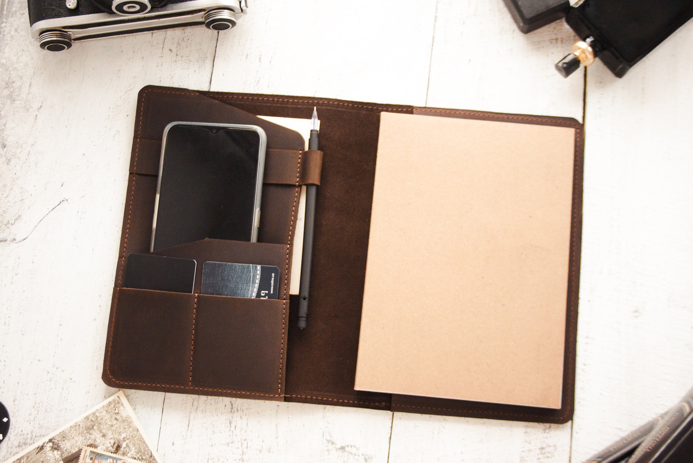 Personalized leather journal for men,8.5 x 11 notebook cover,A4 leather cover,Travel journal refillable,Leather business portfolio
