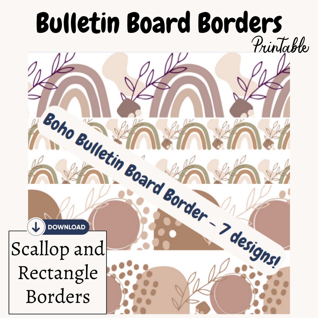 Boho Bulletin Board Borders in Neutral Colors 7 Printable Designs in