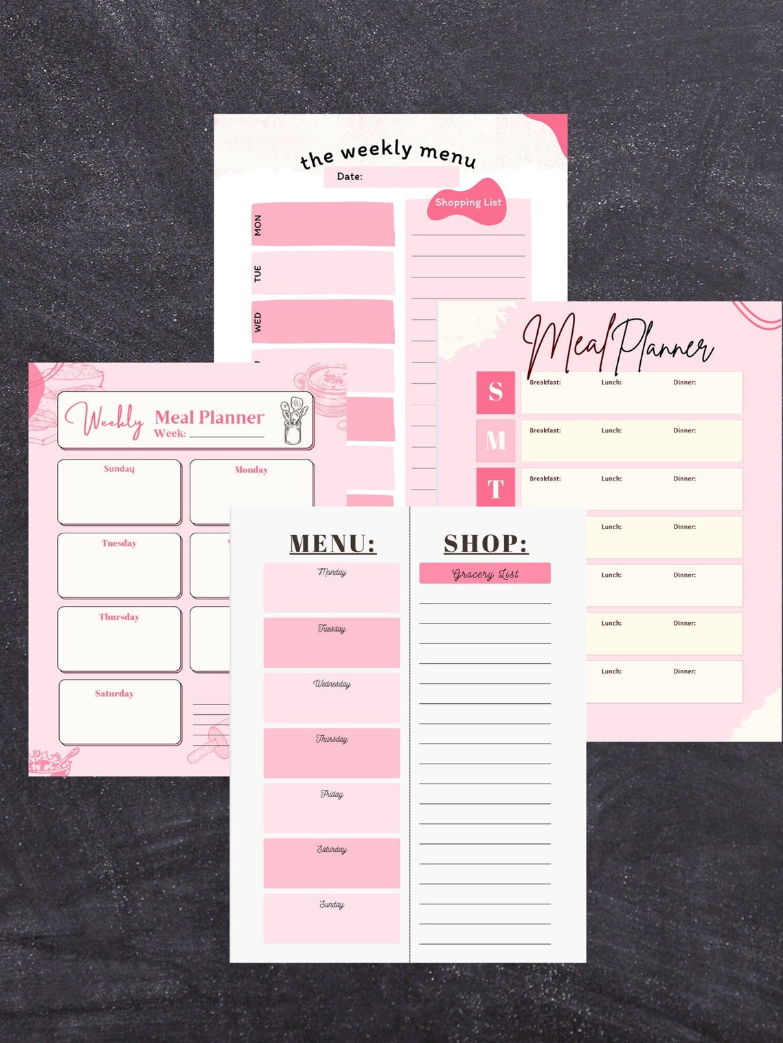 Weekly Meal Planning Printable It's All Pink to Me Style - Etsy