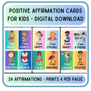 Affirmationskarten für Kinder - Perfekt für Zuhause oder in der Schule - Bauen Sie positives Selbstwertgefühl und Vertrauen auf - Digitaler Download PDF