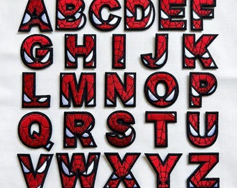 Geborduurde Spider-Man-alfabetpatchset, letterpatch AZ, superheld opstrijkbare patch, briefpatch in komische stijl, aangepaste naampatchset