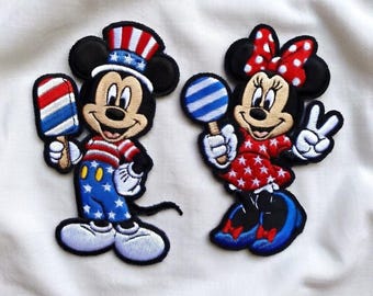 Mickey Minnie USA Embroidered Patches, Patriotic Disney Iron On Patch, 4th of July Patch, America 250 Celebration 2026, Disneyland Trip Gift