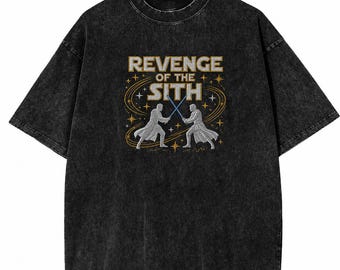 Revenge of the Sith Embroidered Mineral Wash T-Shirt, Vintage Star Wars 2026 Movie Tee, Jedi Duel Graphic Shirt, Disney Fan Gift