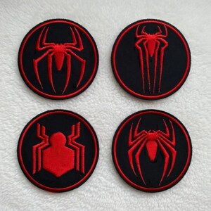 Zestaw haftowanych naszywek Spider Evolution, 2026 Spider Hero z logo do prasowania, czerwono-czarny symbol Spider-Mana na kurtkę, plecak, czapkę, prezent dla fana komiksu zdjęcie 3