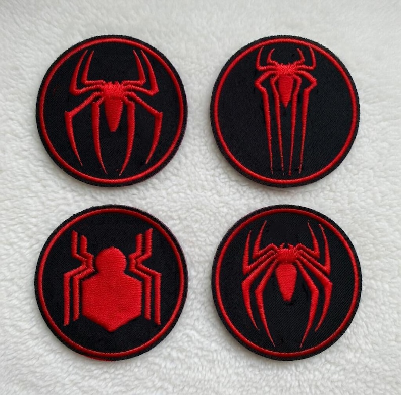 Zestaw haftowanych naszywek Spider Evolution, 2026 Spider Hero z logo do prasowania, czerwono-czarny symbol Spider-Mana na kurtkę, plecak, czapkę, prezent dla fana komiksu zdjęcie 3