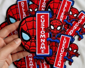 Embroidered Custom Name Spider Man Patch, Personalized Superhero Iron On Patch for Kids, Marvel Comic Patch, Backpack Jacket School Patch