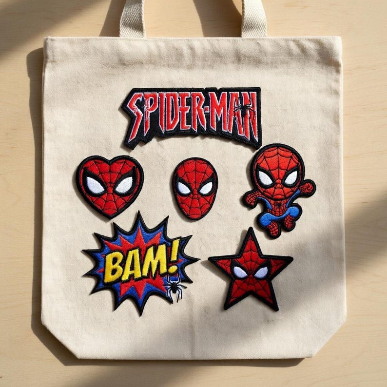 Spider-Man geborduurde patch set, Marvel Superhero opstrijkbare patches, leuke cartoon en komische stijl patches voor shirt tassen hoeden, fan cadeau afbeelding 4