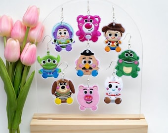 Besticktes Toy Story 3 Ohrring Set, Disney Pixar Charakter Ohrringe, Buzz Woody Alien Rex Lotso Schmuck, Vintage Cartoon Fan Geschenk
