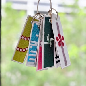 Demon Slayer Embroidered Keychain, Double Sided Jet Tag Anime-Inspired, Handmade Gift for Anime Fans Anime Lover EKH001-010